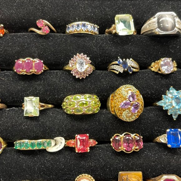 At Auction: (2pc) 10K Yellow Gold & Natural Diamond Gemstones 10k gemstone lot